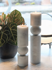 Fulcrum Candlestick White Marble